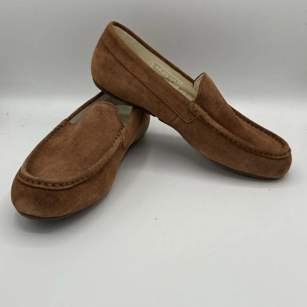 Vionic‎ Tompkin Suede Driving Loafer Shoe Slipper Men's 8 Brown Sherpa Insole